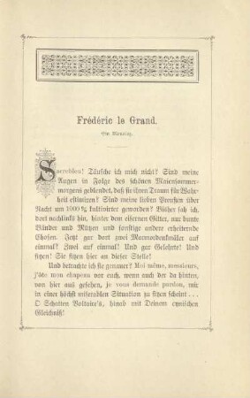 Frédéric le Grand. Ein Monolog