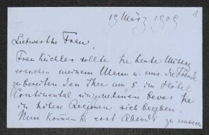 Brief von Eva Chamberlain an Margarete Hauptmann