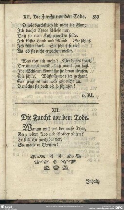 XII. Die Furcht vor dem Tode