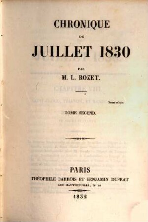 Chronique de Juillet 1830, T. 2