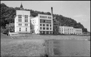 Riegel: Riegeler Brauerei, Außenansicht, links der Elz