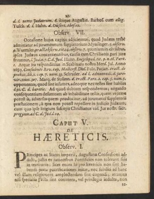 Caput V. De Haereticis.