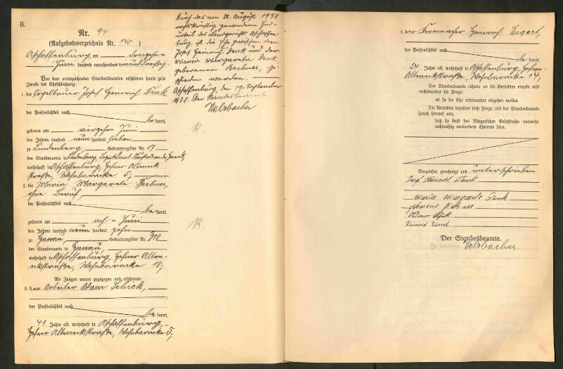Standesamtsbuch der Stadt Aschaffenburg: Eheschließungen 252/1930 - 130/1931