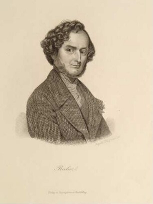 Fotografie eines Stahlstiches von Hector Berlioz (1803-1869)