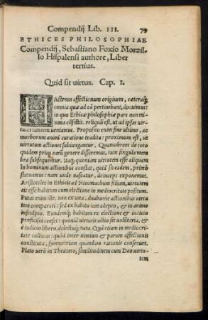 Ethices Philosophiae Compendii, Sebastiano Foxio Morzillo Hispalensi authore, Liber tertius.