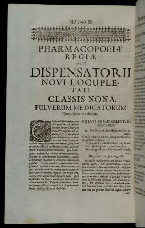 Classis Nona. Pulverum Medicatorum Compositiones exhibens.