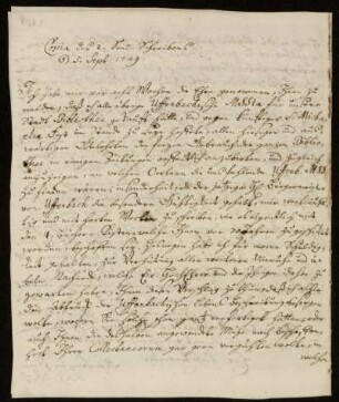 Abschrift des Briefes von Johann Christian Wolf an Johann Georg Schelhorn. Ohne Ort, 5.9.1749