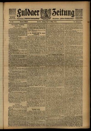 Erste Ausgabe vom Freitag, den 08. März 1912.