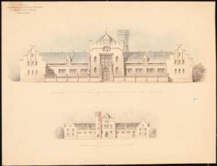 Schloss Koppitz Pferdestall: Aufriss Vorderansicht, Rückansicht, Maßstabsleisten