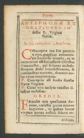 Antiphonae Et Orationes In festis B. Virginis Mariae.