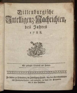 1788: Dillenburgische Intelligenz-Nachrichten, des Jahres 1788