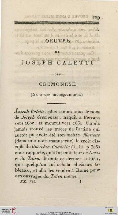 Oeuvre de Joseph Caletti dit Cremonese