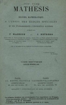 TOME NEUVIEME. JANVIER-FÉVRIER 1889.