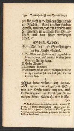 Das IX. Capitel. Von Rotten und Spaltungen in der Kirche Gottes