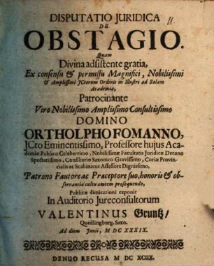 Disp. iur. de obstagio