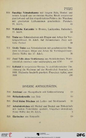 Diverse Antiquitäten (Nr. 514-545)