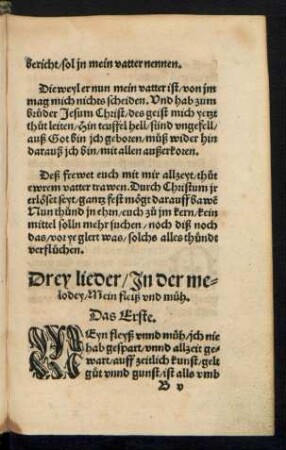 Drey lieder/ In der melodey/ Mein fleiß und müh.