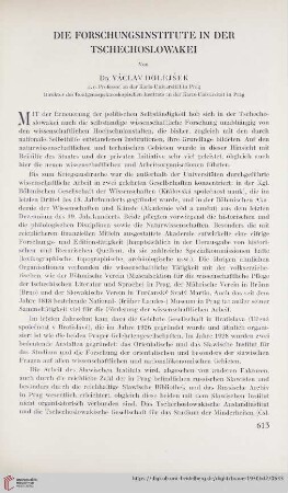 Die Forschungsinstitute in der Tschechoslowakei
