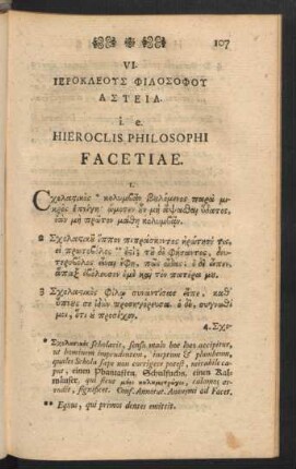 VI. [...] i. e. Hieroclis Philosophi Facetiae.