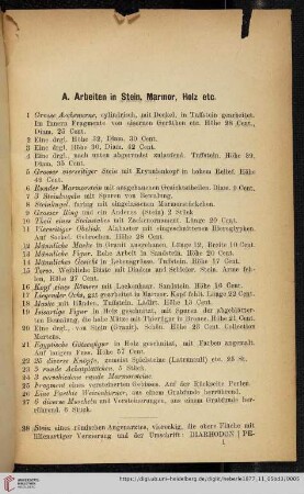 A. Arbeiten in Stein, Marmor, Holz etc.