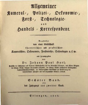 Allgemeiner Kameral-, Oekonomie-, Forst- und Technologie-Korrespondent. 1808, 7 = Nr. 79 - 91 (2. - 30 Juli)
