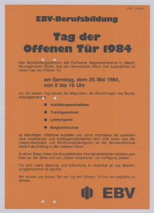 "EBV-Berufsbildung // Tag der offenen Tür 1984"
