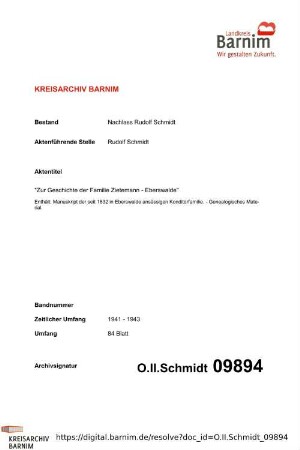 "Zur Geschichte der Familie Zietemann - Eberswalde"