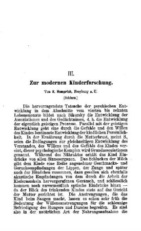 Zur modernen Kinderforschung : (Schluss)