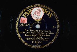 Der Troubadour : III. Akt: "Daß nur für mich dein Herz erbebt" / (Verdi)