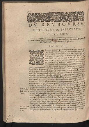 Du remboursement des officiers royaux. Titre XXIX.