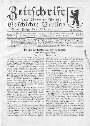 Die alte Stechbahn und ihre Bewohner