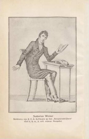 Zacharias Werner. Zeichnung von E. T. A. Hoffmann zu den "Serapionsbrüdern" ...