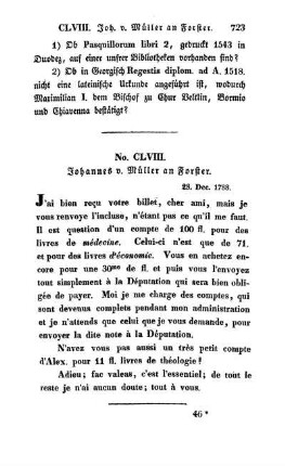 No. CLVIII. Johannes v. Müller an Forster