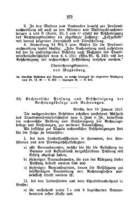 Rechnerische Prüfung und Bescheinigung der Rechnungsbelege und Rechnungen : [A. Behörden und Beamte]