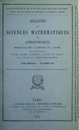 Tome Septiéme. - Décembre 1874.