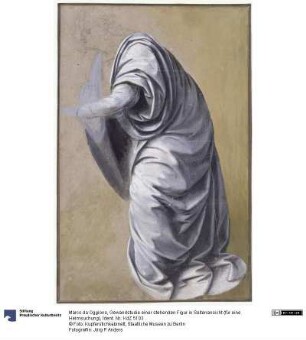 Gewandstudie einer stehenden Figur in Seitenansicht (für eine Heimsuchung)