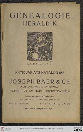 Nr. 686: Lagerkatalog / Josef Baer & Co., Frankfurt a.M.: Genealogie, Heraldik