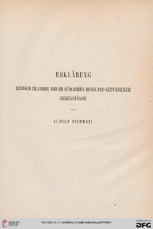 Erklärung einiger im Jahre 1868 im südlichen Russland gefundener Gegenstände