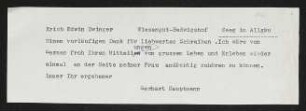 Brief von Gerhart Hauptmann an Edwin Erich Dwinger