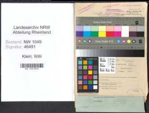 Entnazifizierung Willi Klein , geb. 15.12.1906 (Kaufmaennischer Angestellter)