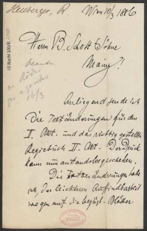 Brief an B. Schott's Söhne : 10.03.1886