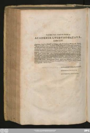 Facultas Theologica Academiae Lugduno-Batavae, Lectori S. P.