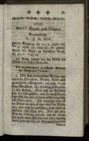 DCXIV. Am XV. Sonnt. nach Trinitat. Evangelium.