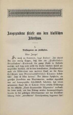 Ausgegrabene Briefe aus dem klassischen Alterthum
