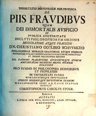 Diss. inaug. philos. de piis fraudibus