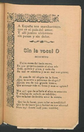 Sin la vocal O : Soneto