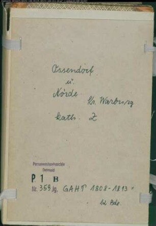 Zivilstandsregister der katholischen Gemeinde Ossendorf, Kreis Warburg (GAHT 1808-1813) (Gemeinde: Katholische Gemeinde Ossendorf)