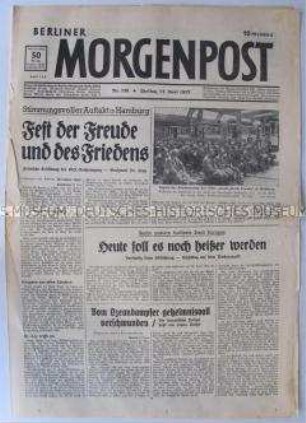 Tageszeitung "Berliner Morgenpost" u.a. zur KdF-Reichstagung in Hamburg