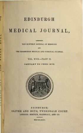 Edinburgh medical journal. 17,2. 1872