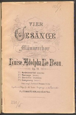 IV Gesänge : für Männerchor ; op. 19